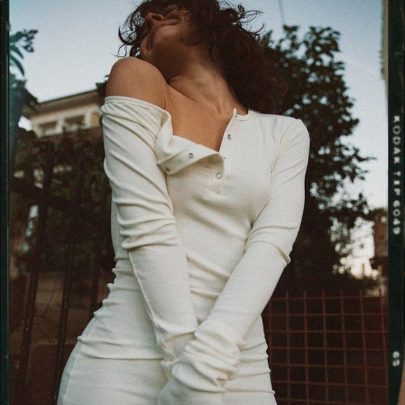 Dresses & Skirts - The line by k bodycon off the shoulder snap dress